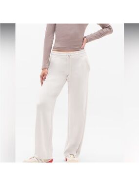 Athleta Seasoft Women's Wide-Leg Drawstring Pants in Cream/Bone Comfort Soft Lrg